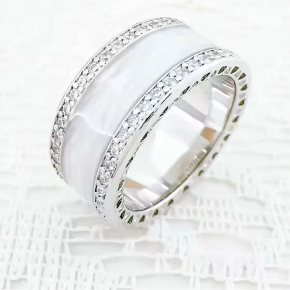 Elegant 925 Sterling Silvery Wide Band Ring - Picture 1 of 2